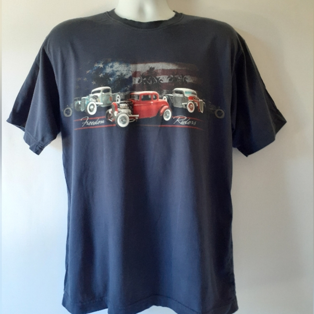 Freedom Riders Classic Hot Rods men's navy blue short sleeve t-shirt size M